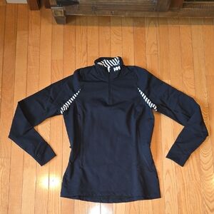 Helly Hansen Black Long Sleeve Half-Zip Top with White Accent Medium